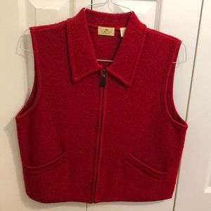Vintage Red Boiled Wool Zippered Vest